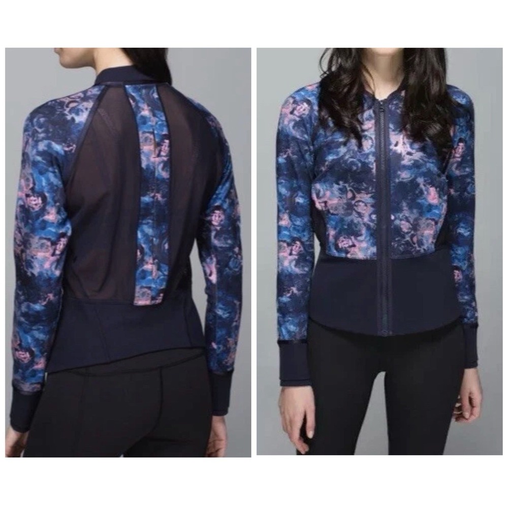 Lululemon If You're Lucky Jacket‎ Size 12 Moody Mirage Bark Berry Deep Navy Mesh